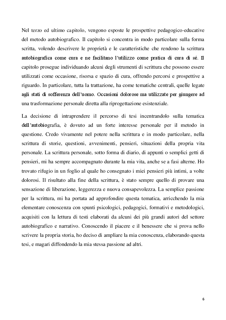 Anteprima della tesi: Il metodo autobiografico come strumento per la ri-progettazione esistenziale, Pagina 3