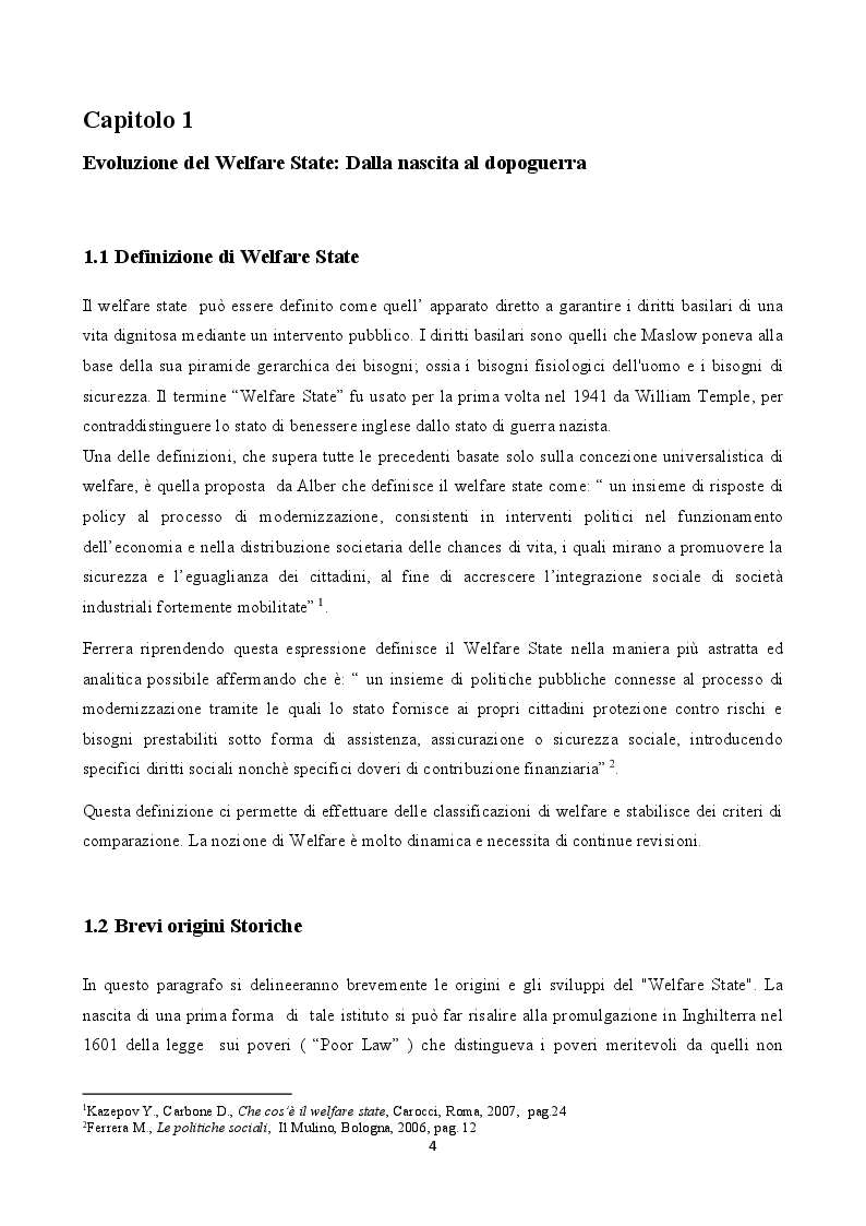 Anteprima della tesi: Welfare State: Correlazioni con la crisi economico-finanziaria e nuove strategie di politica sociale, Pagina 3