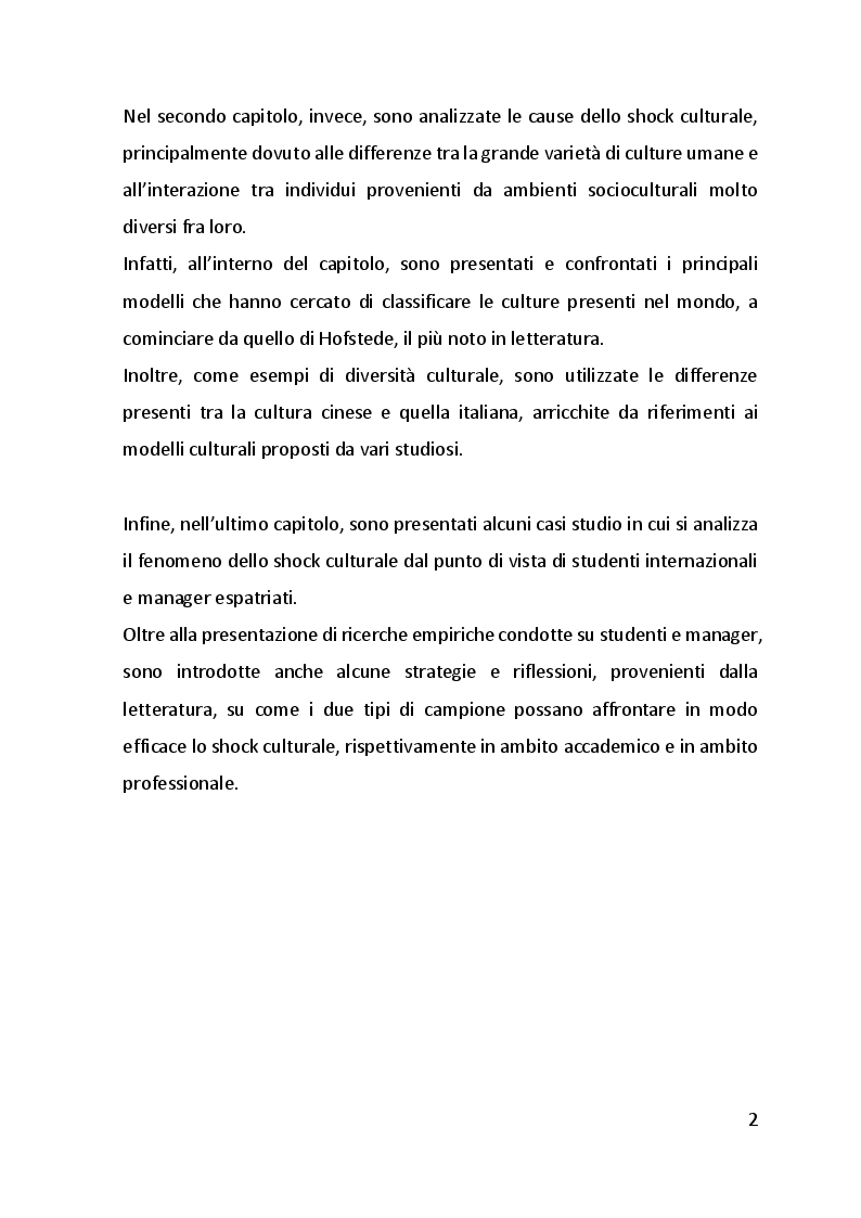 Anteprima della tesi: Lo shock culturale. Integrarsi in nuove culture. Uno sguardo sul contesto cinese., Pagina 3