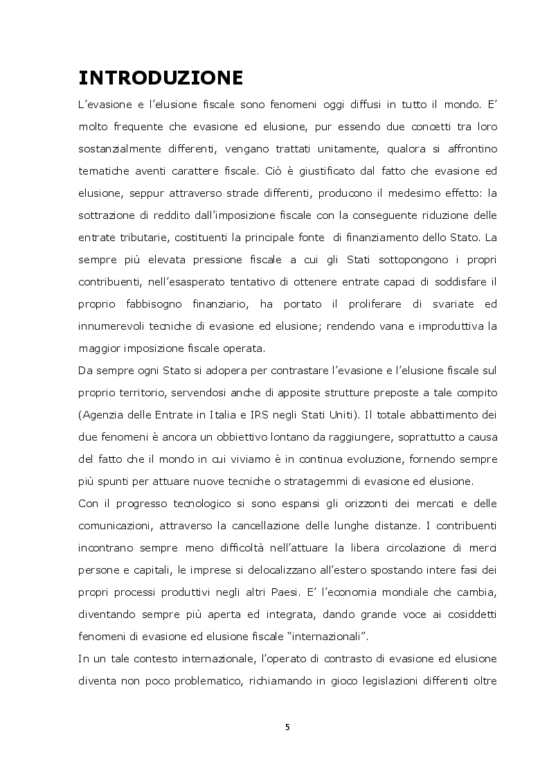 Anteprima della tesi: La lotta contro l'evasione e l'elusione fiscale internazionale tramite i FATCA, Pagina 4