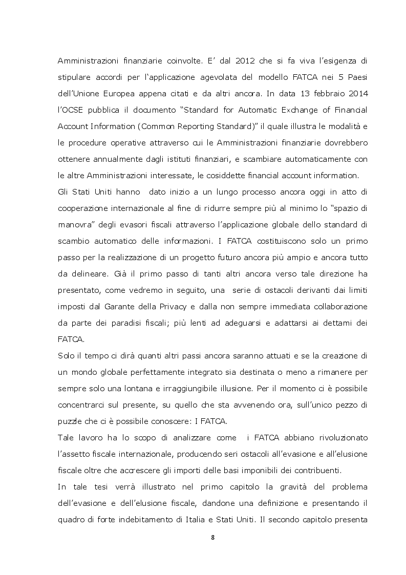 Anteprima della tesi: La lotta contro l'evasione e l'elusione fiscale internazionale tramite i FATCA, Pagina 7