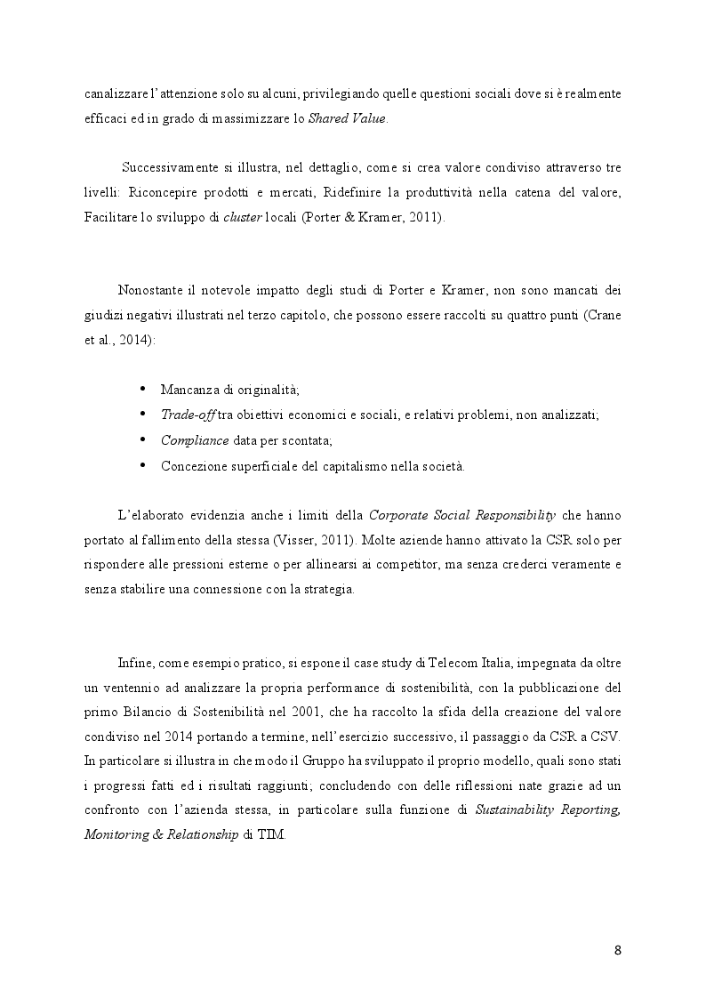 Anteprima della tesi: L'evoluzione della Responsabilità Sociale verso il Valore Condiviso: il caso Telecom, Pagina 4