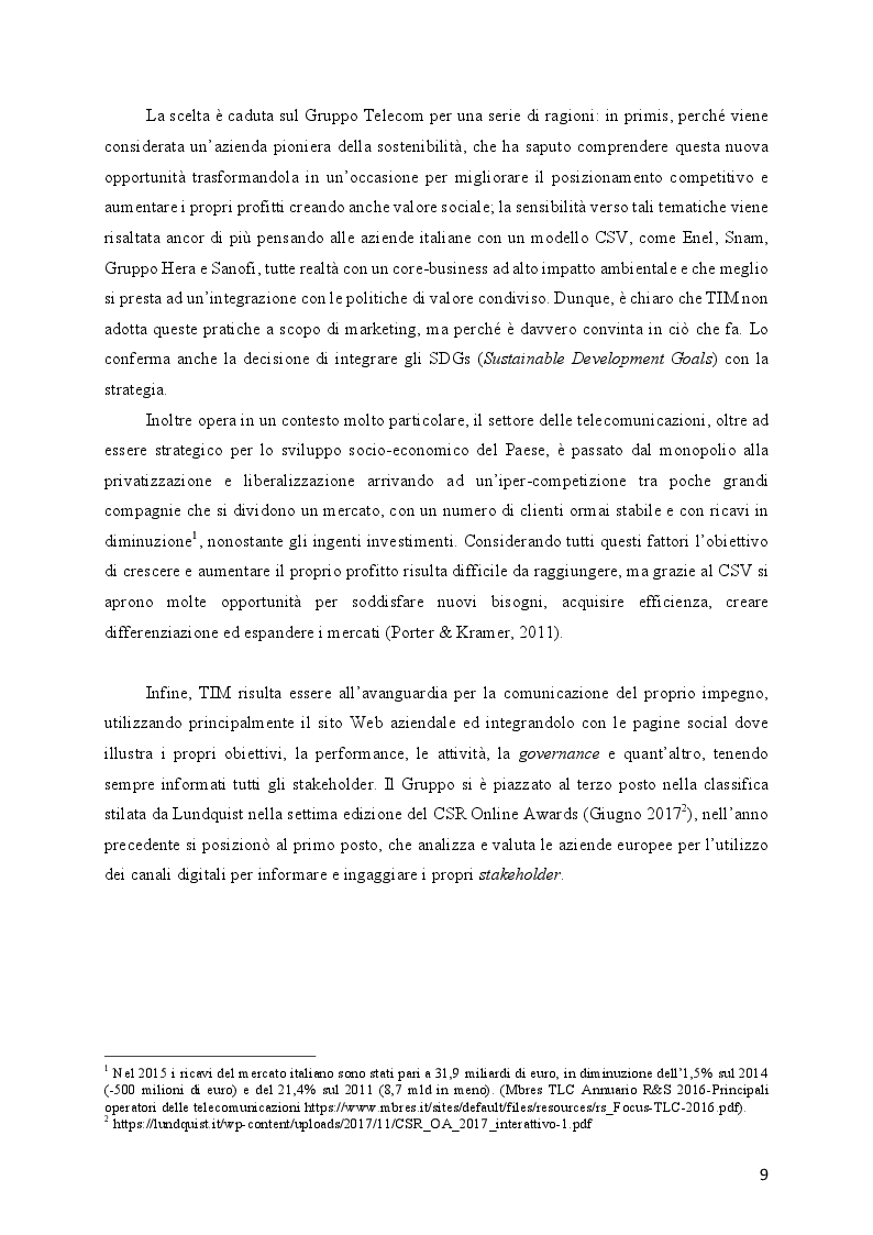 Anteprima della tesi: L'evoluzione della Responsabilità Sociale verso il Valore Condiviso: il caso Telecom, Pagina 5