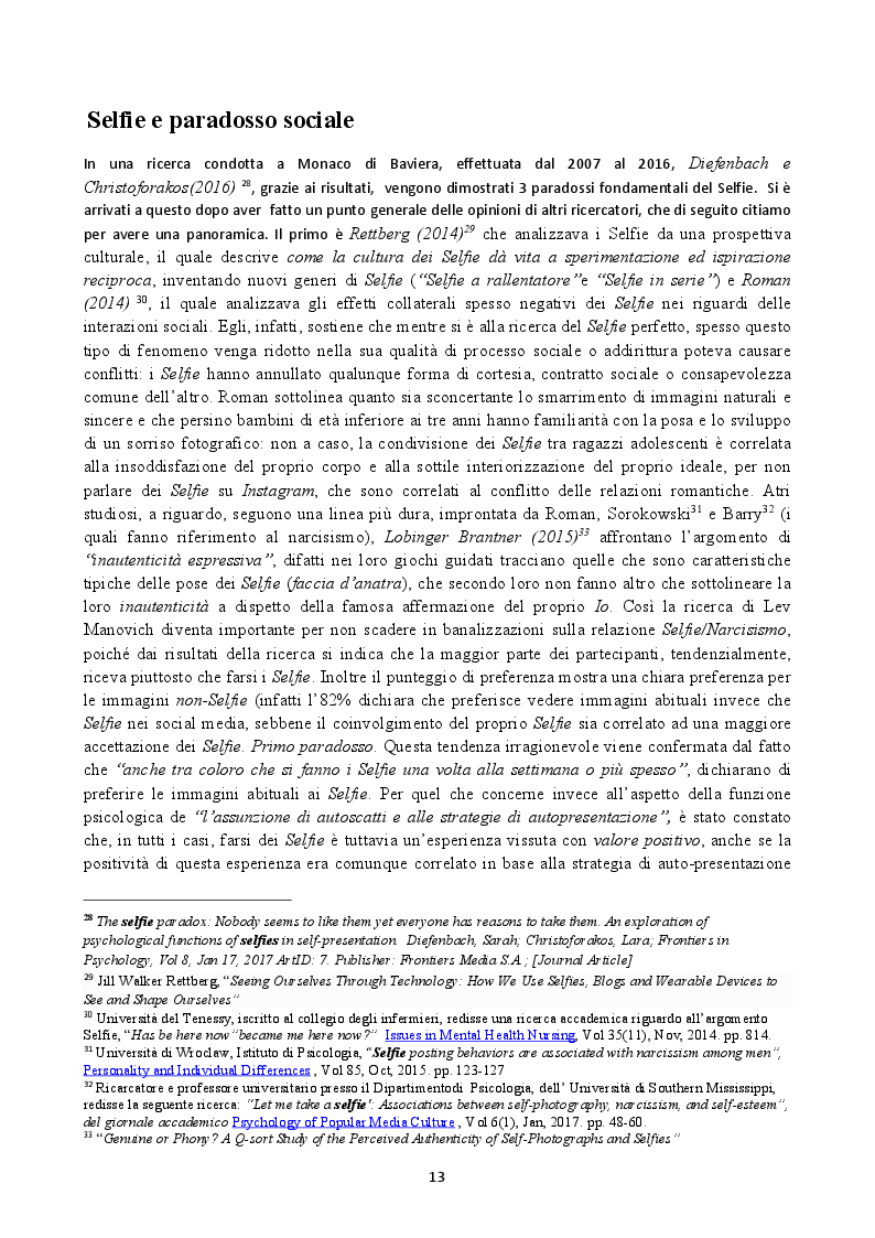 Anteprima della tesi: Il Selfie: strutture e dinamiche psico-sociali. Il paradosso comunicativo dell'immagine dell'io, Pagina 3
