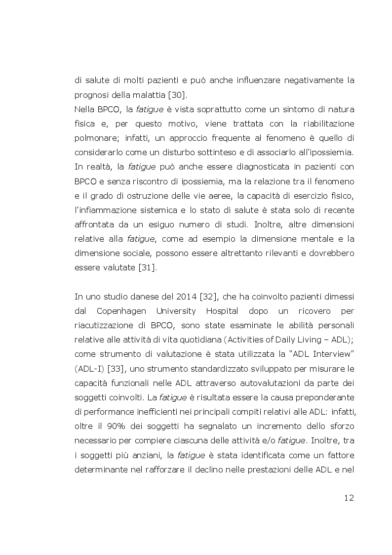 Anteprima della tesi: La fatica del vivere quotidiano: studio qualitativo fenomenologico sul sintomo "fatigue" nelle persone con BPCO, Pagina 5