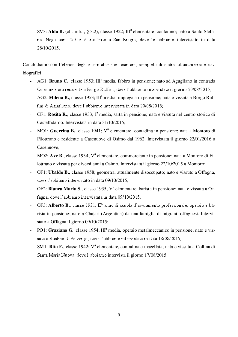 Anteprima della tesi: Il dialetto di Osimo. Un'indagine sul campo, Pagina 8