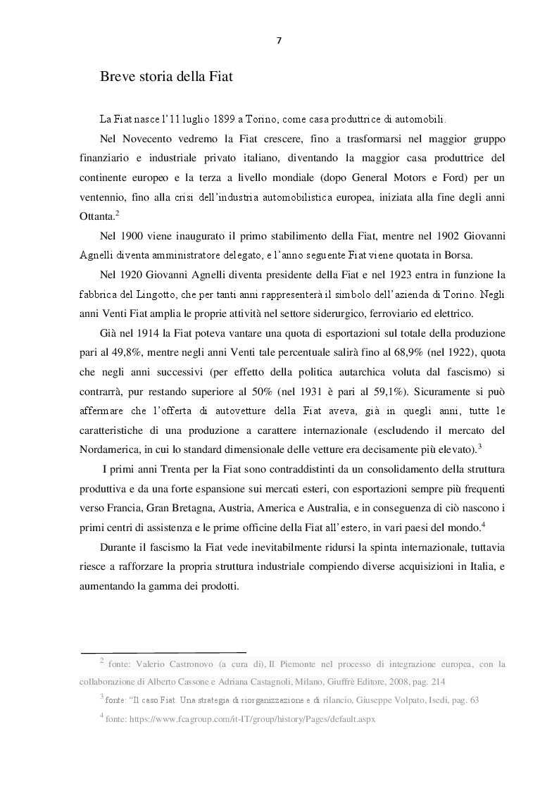 Anteprima della tesi: L'evoluzione del Gruppo Fiat dal 2000 al 2016: dalla crisi alla fusione con Chrysler, Pagina 6