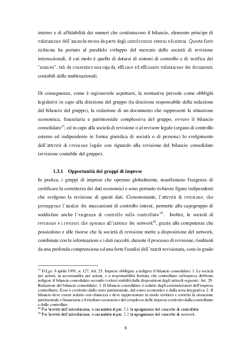 Anteprima della tesi: Revisione del bilancio consolidato nei gruppi di imprese: il principio di revisione ISA Italia 600, Pagina 5