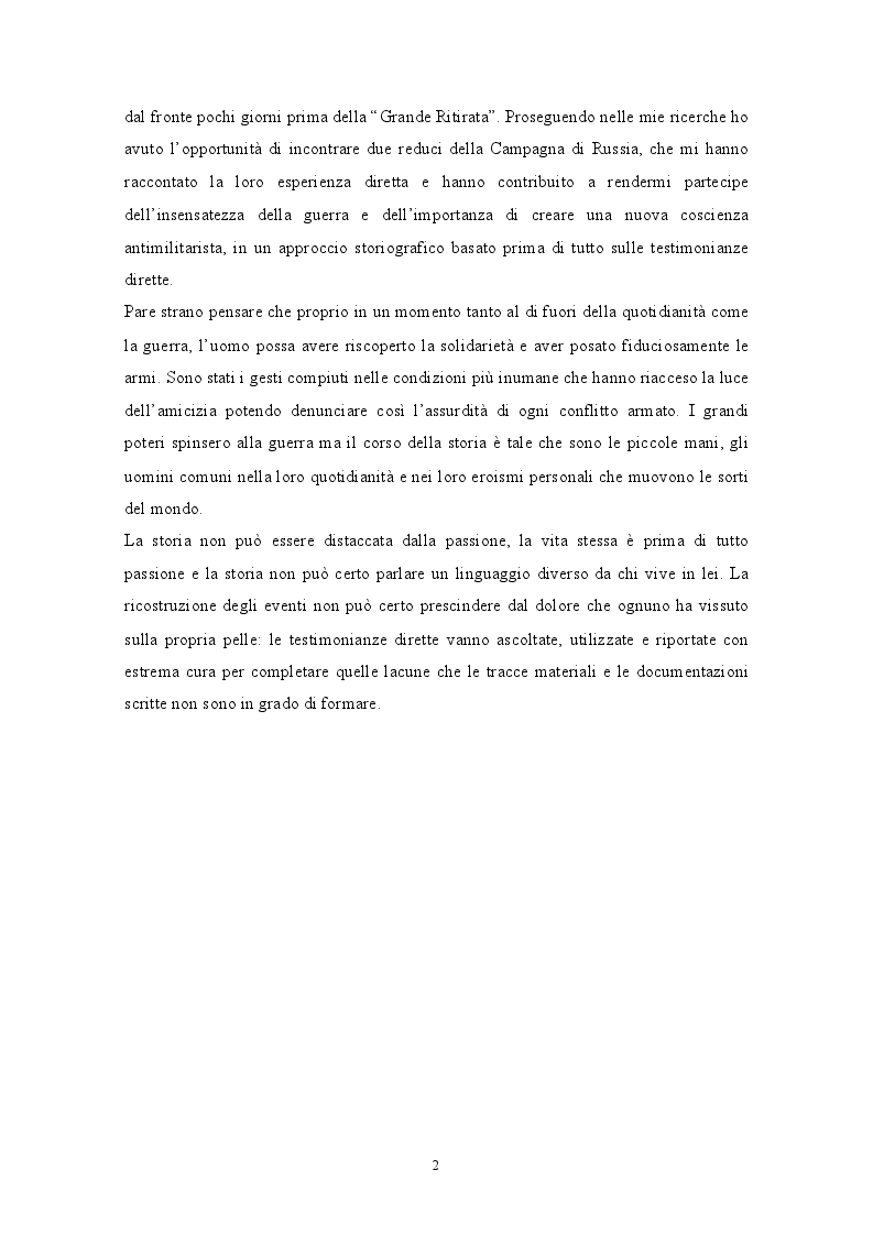 Anteprima della tesi: GENNAIO 1943: La ritirata degli alpini di Russia nelle memorie di un testimone, Pagina 3