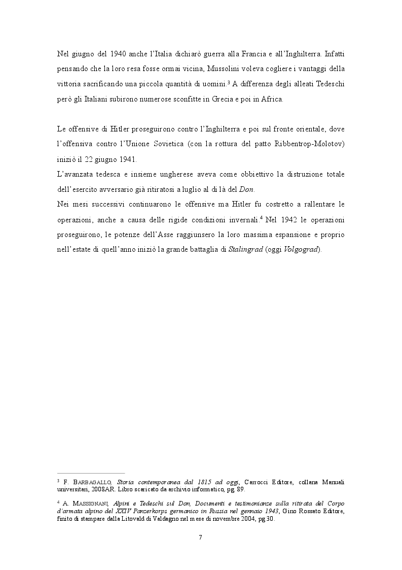 Anteprima della tesi: GENNAIO 1943: La ritirata degli alpini di Russia nelle memorie di un testimone, Pagina 5