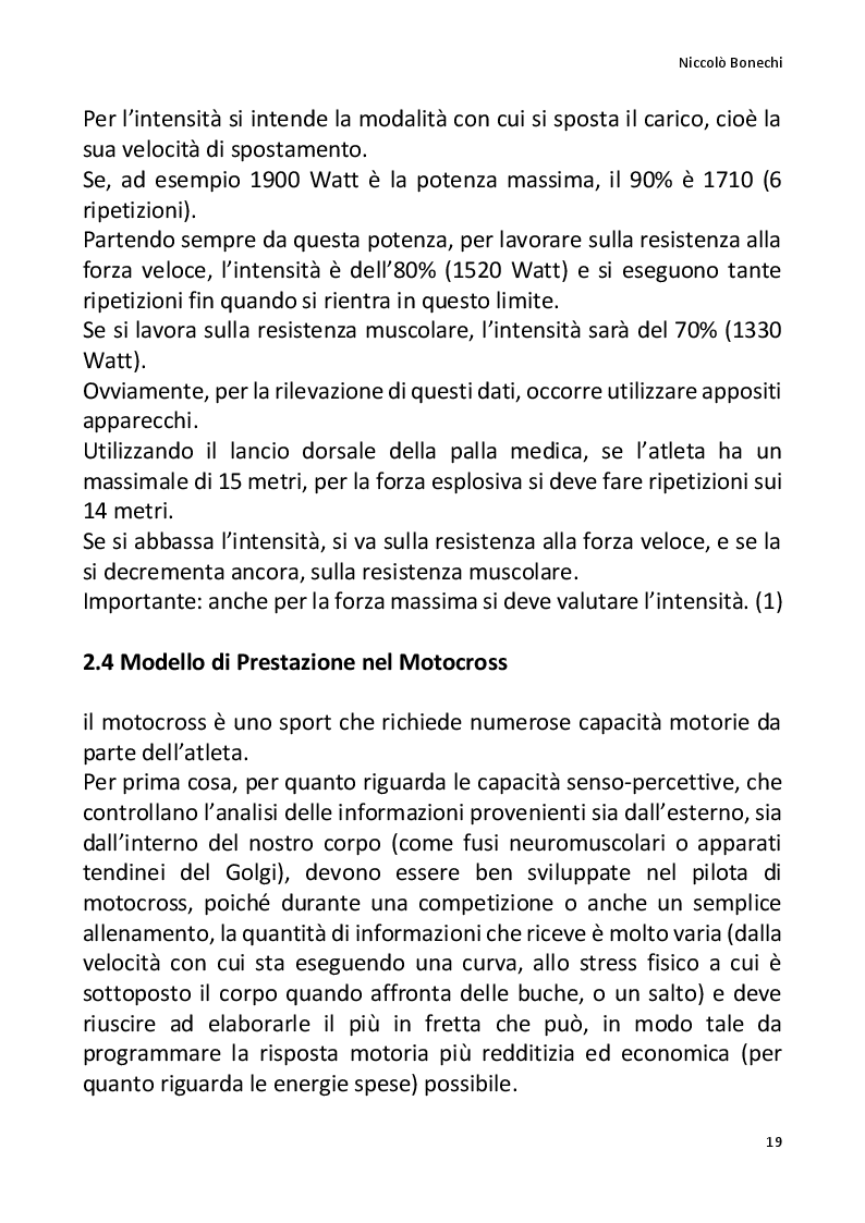 Estratto dalla tesi: La preparazione fisico atletica nel motocross