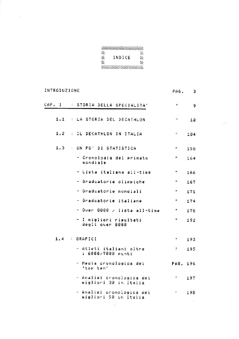 Indice della tesi: Il Decathlon, Pagina 1