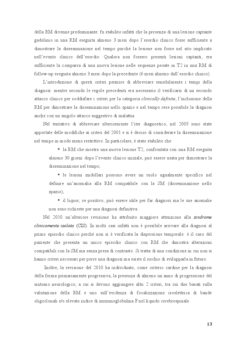 Estratto dalla tesi: Disturbi neuropsichiatrici e cognitivi nella sclerosi multipla