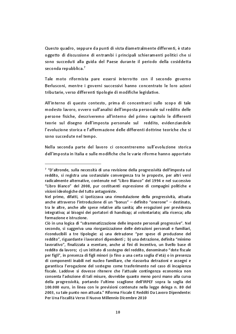 Anteprima della tesi: L’imposta personale sul reddito nel contesto italiano: Profili Teorici Evoluzione Storica e Proposte di Modifica, Pagina 6