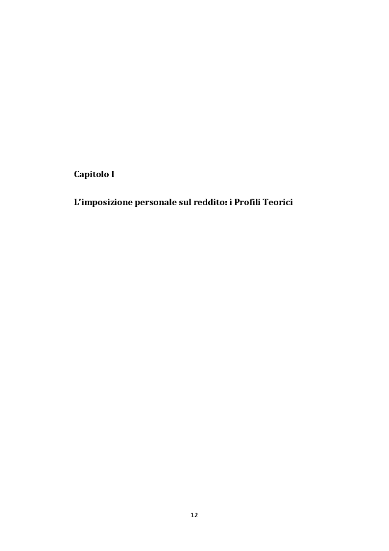Anteprima della tesi: L’imposta personale sul reddito nel contesto italiano: Profili Teorici Evoluzione Storica e Proposte di Modifica, Pagina 8
