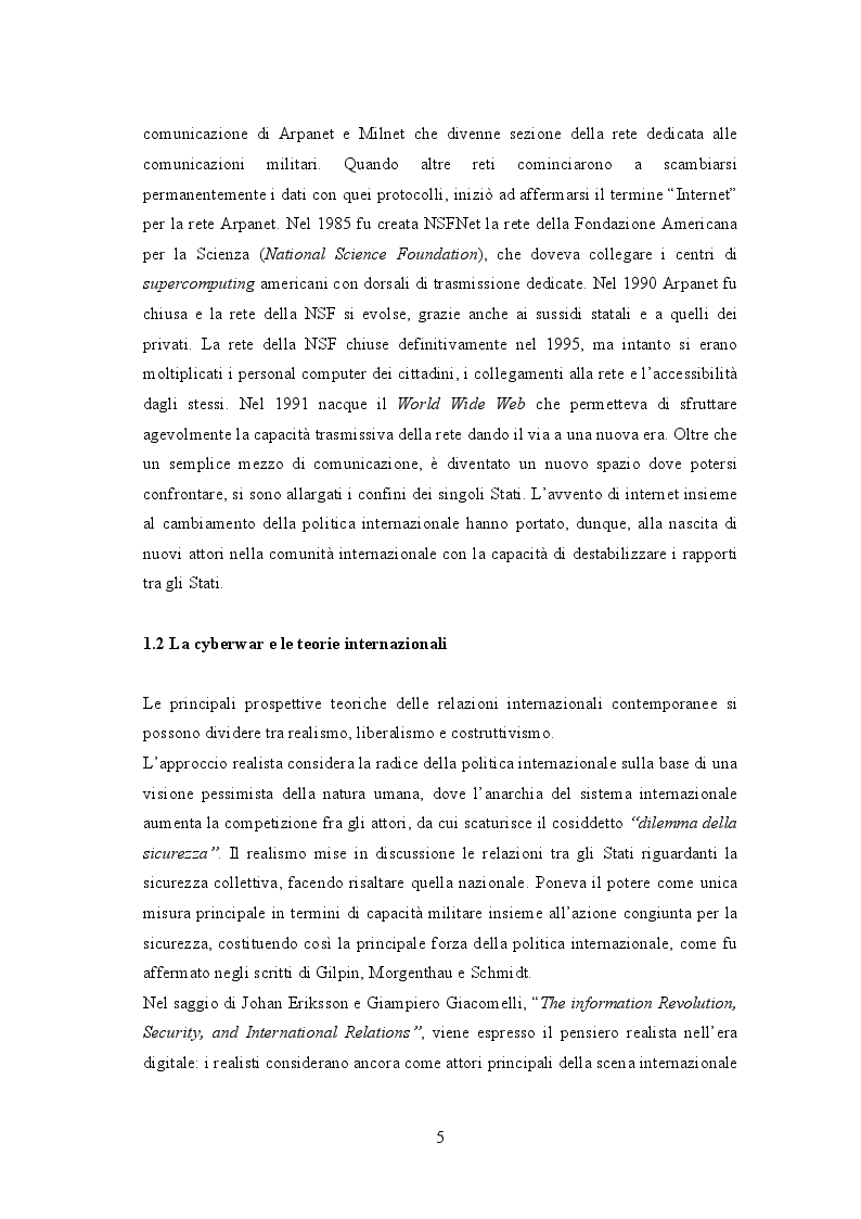 Anteprima della tesi: Cyberwar: l’instabilità nelle relazione internazionali, Pagina 4