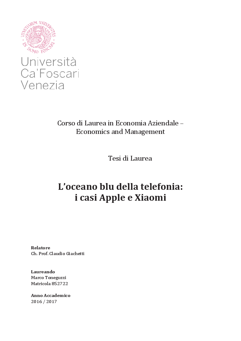 Anteprima della tesi: L'oceano blu della telefonia: casi Apple e Xiaomi, Pagina 1