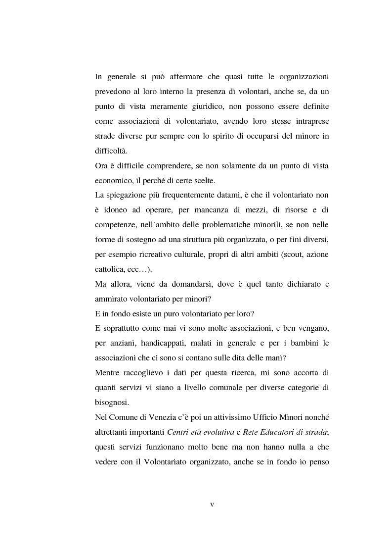 Anteprima della tesi: Il volontariato nel settore del disagio minorile: una ricerca nell'area veneziana, Pagina 3