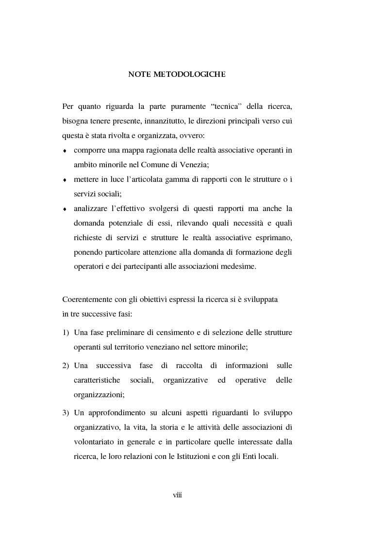 Anteprima della tesi: Il volontariato nel settore del disagio minorile: una ricerca nell'area veneziana, Pagina 6