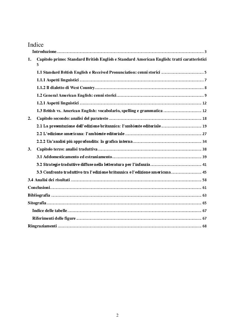 Indice della tesi: Da Londra a New York: Esperienza di Traduzione da Harry Potter and the Philosopher's Stone a Harry Potter and the Sorcerer's Stone, Pagina 1