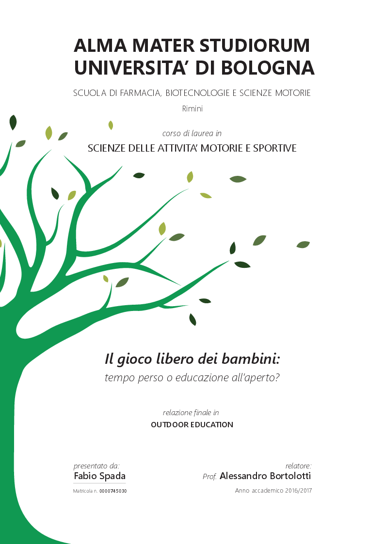 Anteprima della tesi: Il gioco libero dei bambini: tempo perso o educazione all'aperto?, Pagina 1