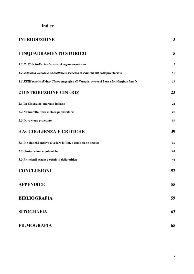 Indice della tesi: Strategie di distribuzione e marketing di Mamma Roma, Pagina 1