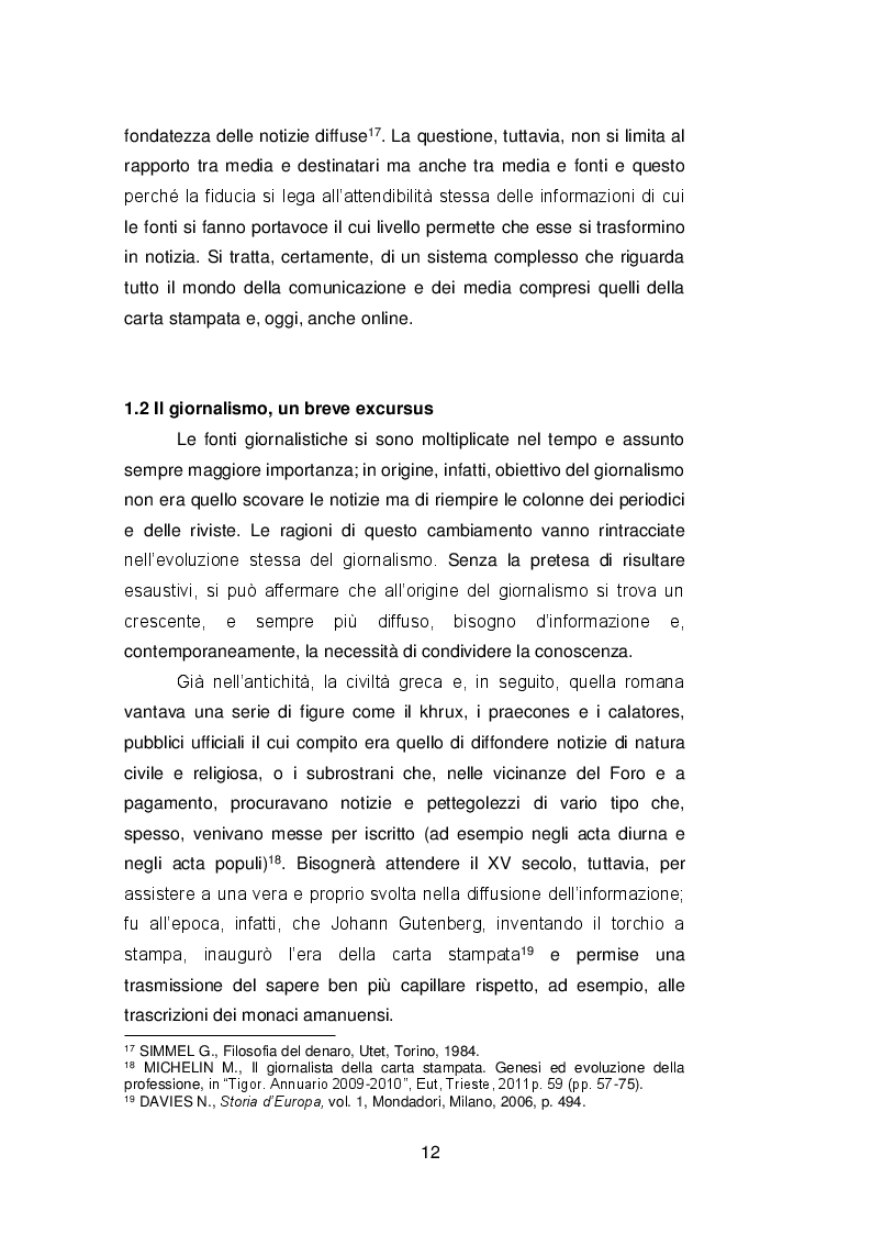 Estratto dalla tesi: Il ruolo delle fonti ''autorevoli'' nella selezione della notizia