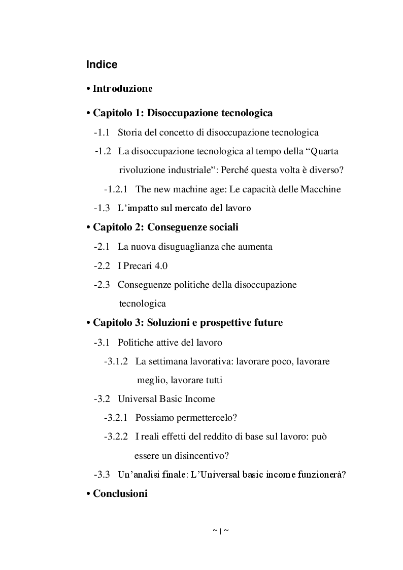 Indice della tesi: Disoccupazione Digitale: Cause, conseguenze e soluzioni, Pagina 1