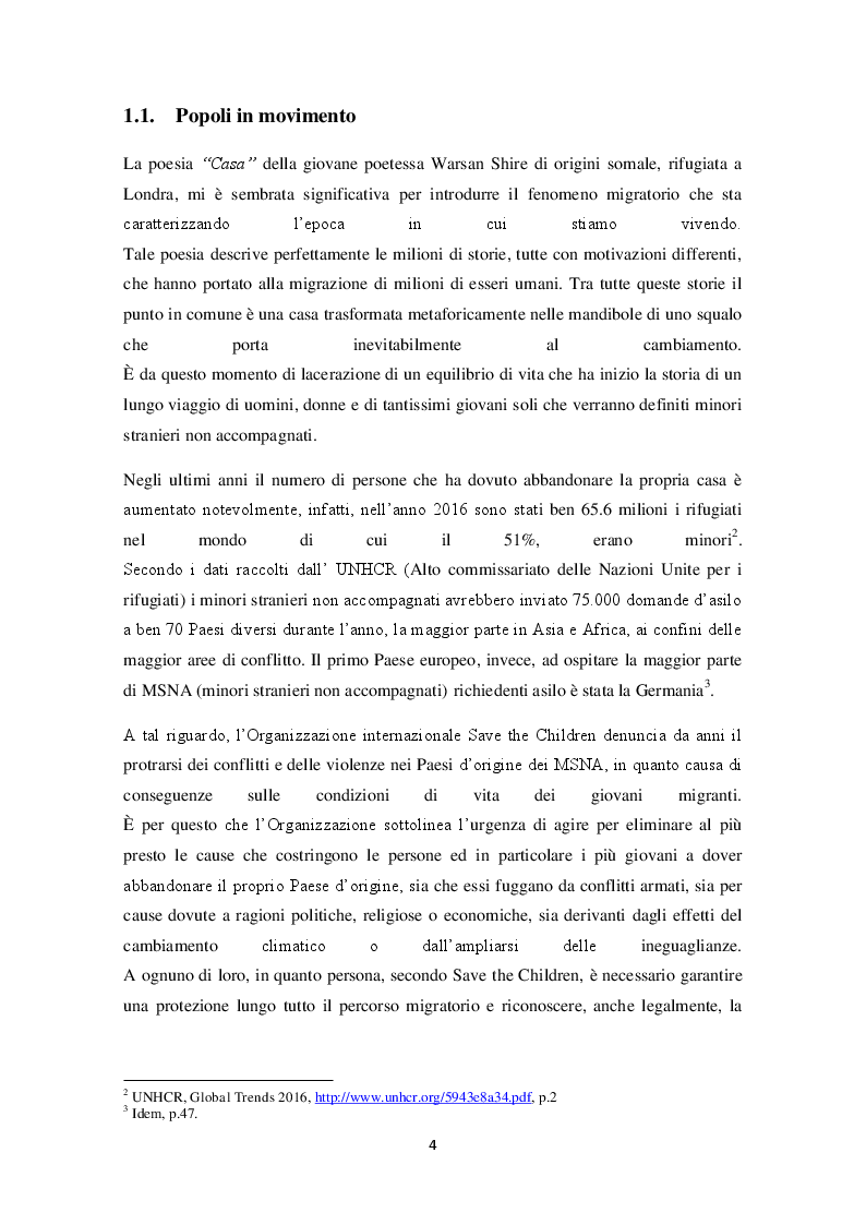 Anteprima della tesi: In viaggio tra realtà e rete internet. Verso un'educazione responsabile dell'utilizzo di Internet ai “minori stranieri non accompagnati”, Pagina 5
