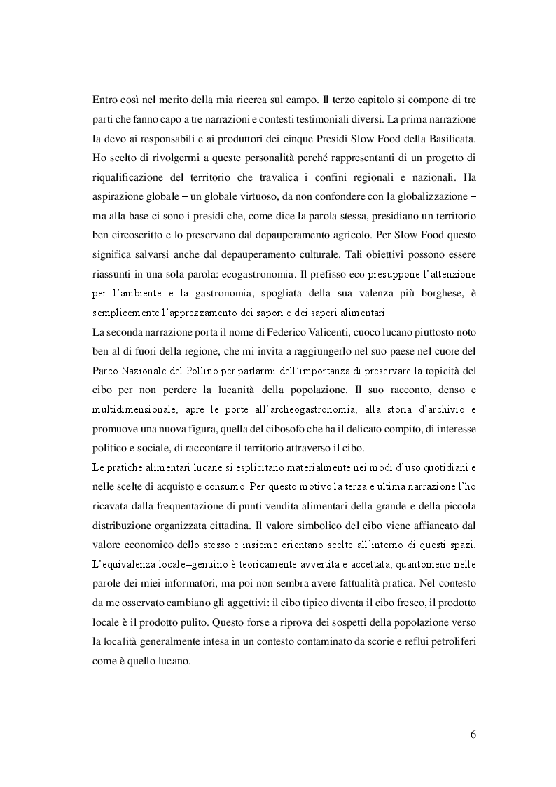 Anteprima della tesi: Cibo, identità e territorio: narrazioni contemporanee sul patrimonio alimentare lucano, Pagina 5