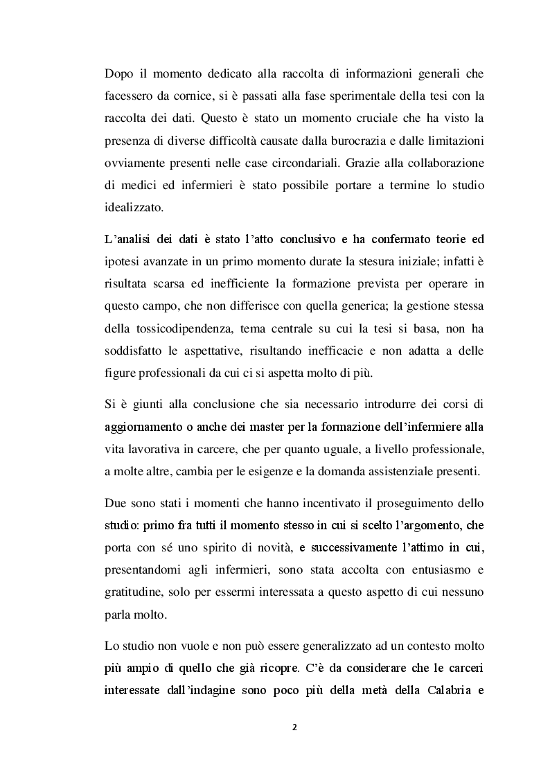 Anteprima della tesi: Uno sguardo oltre le sbarre: l'infermiere e la gestione della tossicodipendenza , Pagina 3