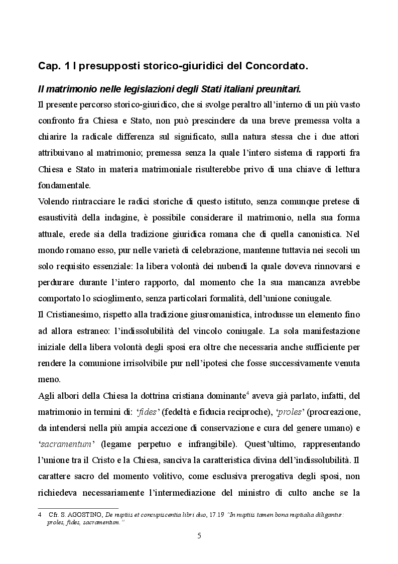 Anteprima della tesi: Profilo storico del matrimonio concordatario: dai Patti Lateranensi agli Accordi di Villa Madama, Pagina 5
