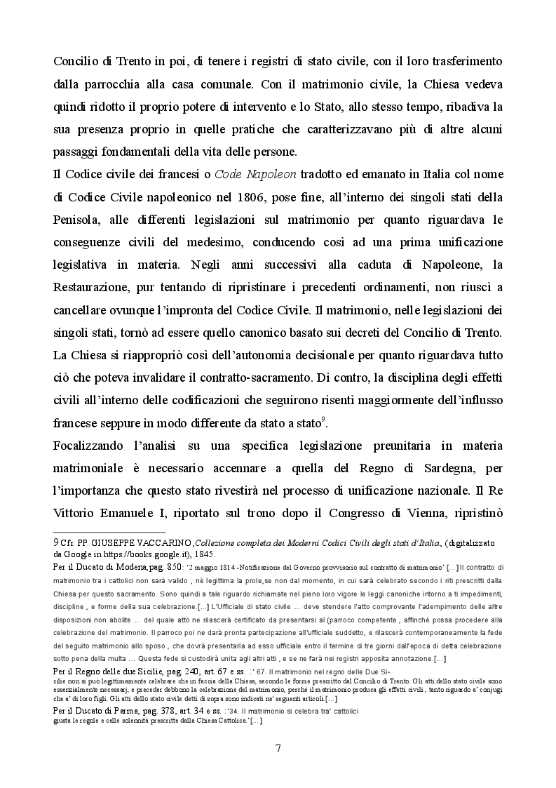 Anteprima della tesi: Profilo storico del matrimonio concordatario: dai Patti Lateranensi agli Accordi di Villa Madama, Pagina 7