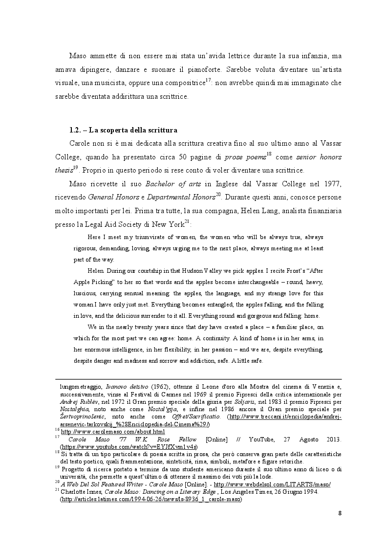 Anteprima della tesi: "Break Every Rule": Carole Maso e il suo nuovo modo di comunicare, Pagina 6