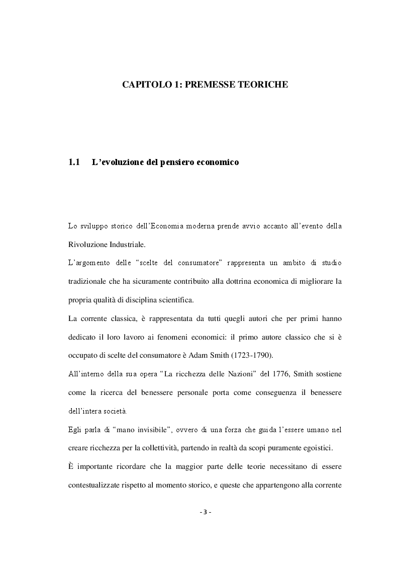 Anteprima della tesi: Economia, Etica e Psicologia: Comportamento Economico E Motivazionale Delle Scelte Del Consumatore, Pagina 4