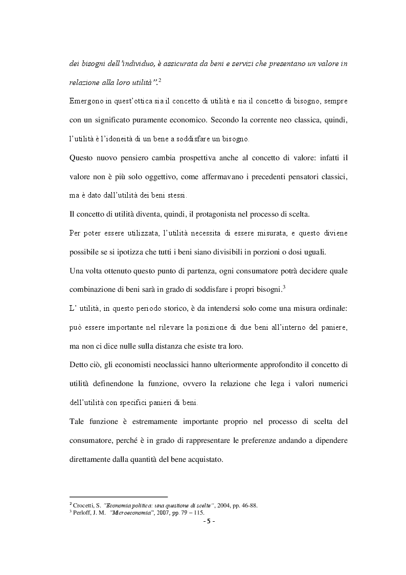 Anteprima della tesi: Economia, Etica e Psicologia: Comportamento Economico E Motivazionale Delle Scelte Del Consumatore, Pagina 6