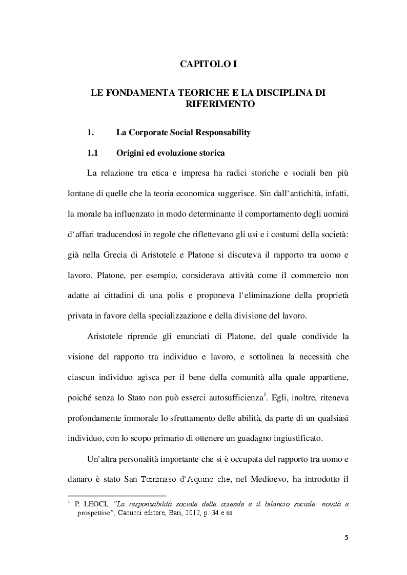 Anteprima della tesi: La Corporate social responsability e il ruolo del bilancio sociale, Pagina 5