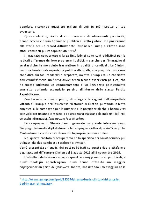 Anteprima della tesi: La campagna per le Presidenziali USA 2016: analisi dei profili Facebook e Twitter di Clinton e Trump, Pagina 5