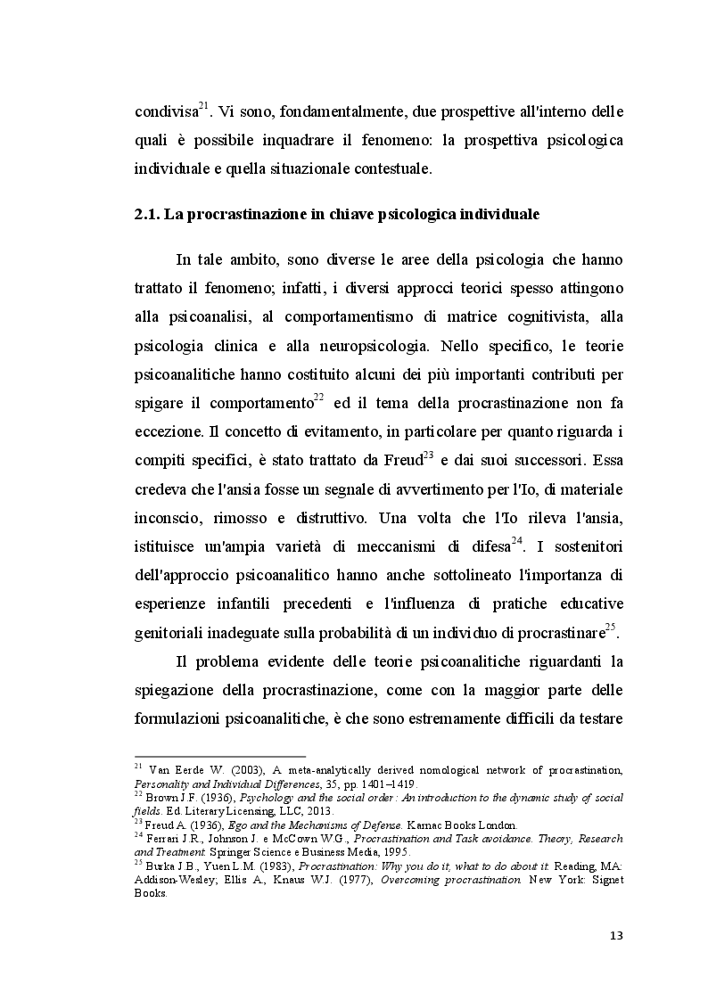 Estratto dalla tesi: La procrastinazione in adolescenza: Una ricerca sul campo