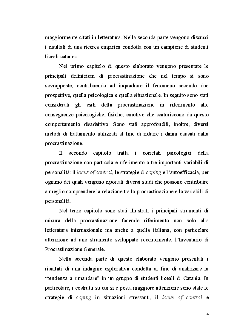 Anteprima della tesi: La procrastinazione in adolescenza: Una ricerca sul campo, Pagina 3