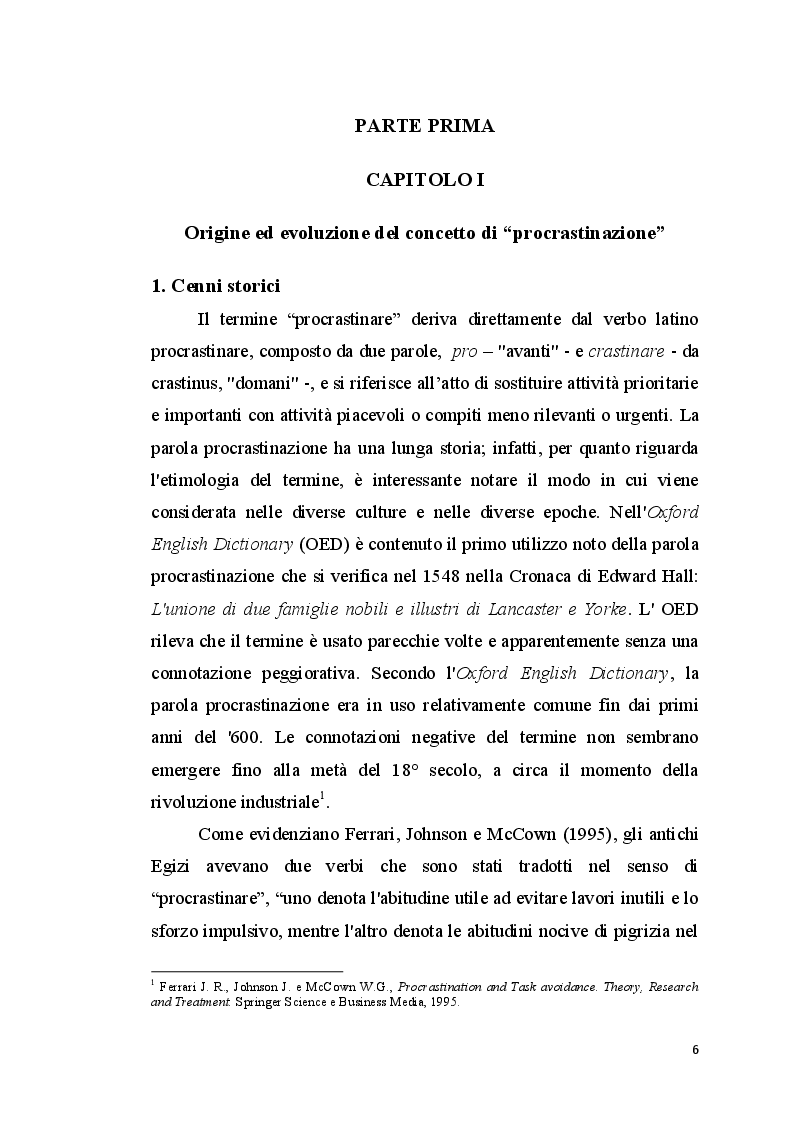 Anteprima della tesi: La procrastinazione in adolescenza: Una ricerca sul campo, Pagina 5