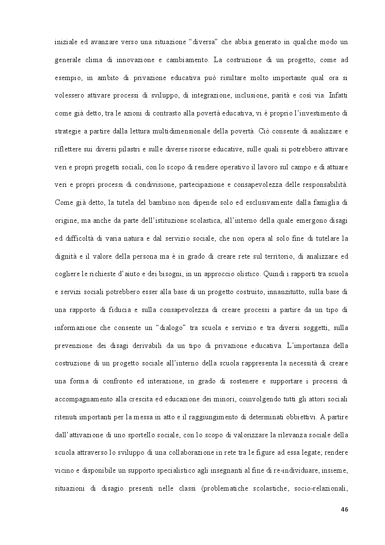 Anteprima della tesi: La povertà educativa e le azioni di contrasto. Il contributo della progettazione sociale nell'abito scolastico, Pagina 7