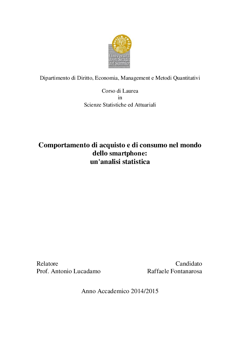 Anteprima della tesi: Comportamento di acquisto e di consumo nel mondo dello smartphone: un'analisi statistica, Pagina 1