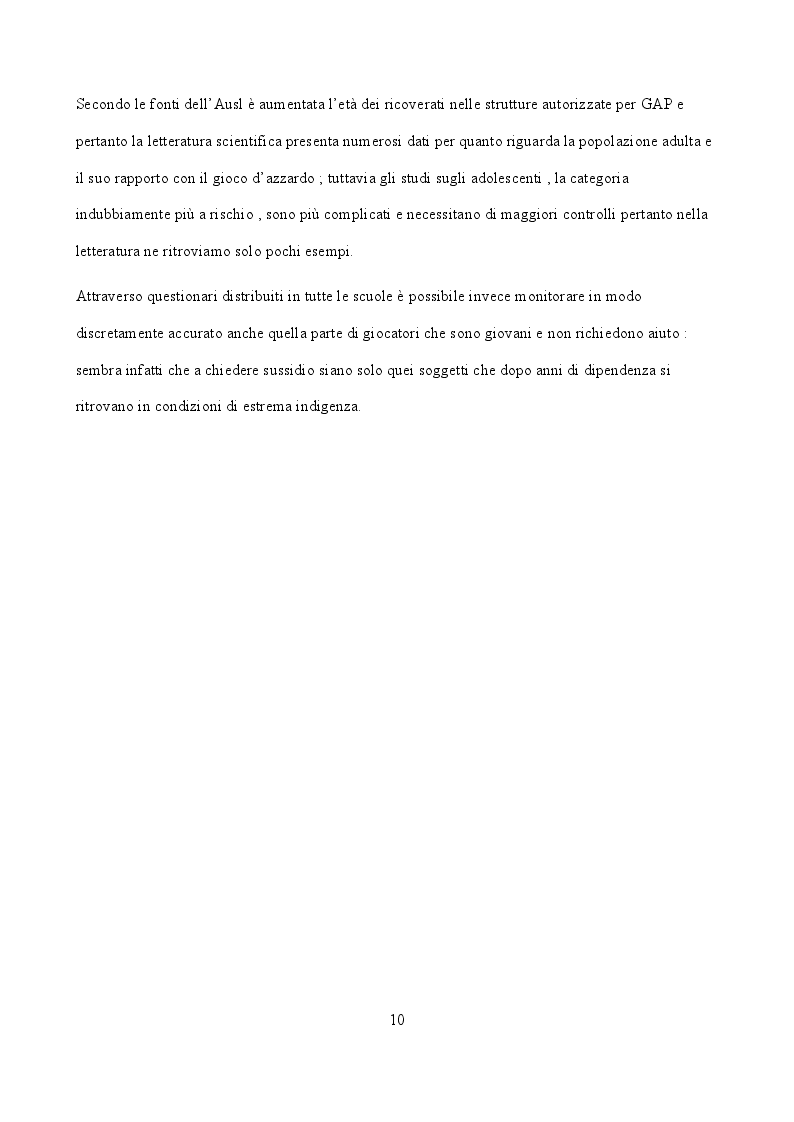 Anteprima della tesi: Indicatori sociali e sanitari implicati nello sviluppo di ludopatia negli adolescenti, Pagina 3