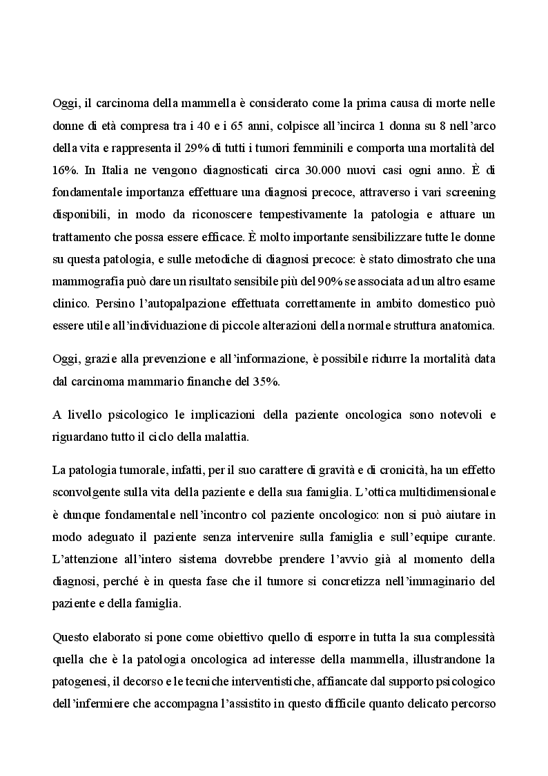 Anteprima della tesi: Management infermieristico nella donna con ricostruzione mammaria: dalla diagnosi alla riabilitazione, Pagina 4