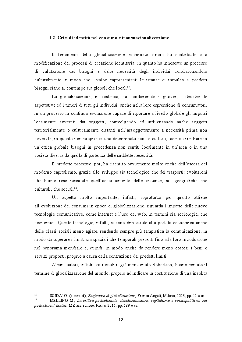 Estratto dalla tesi: Internet e la decontestualizzazione dei consumi