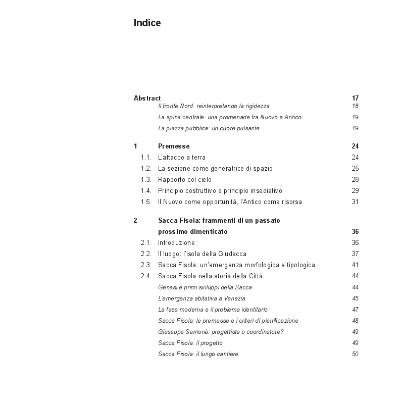 Indice della tesi: Identità, futuro, tradizione: Sacca Fisola 2.0, Pagina 1