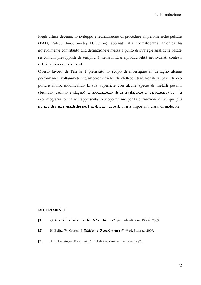 Anteprima della tesi: Studio dell’effetto di alcuni co-catalizzatori metallici sull’elettrocatalisi dell’oro per l’analisi dei carboidrati, Pagina 3