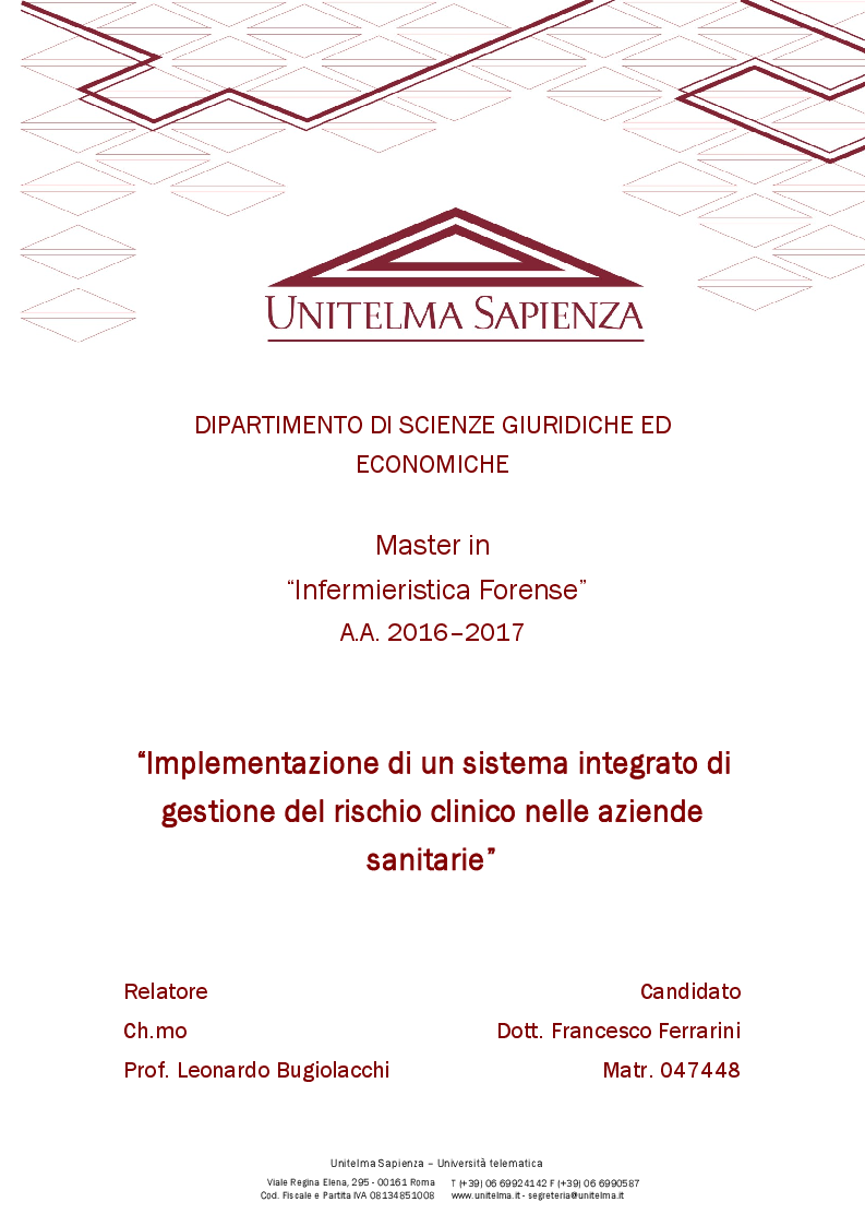Anteprima della tesi: Implementazione di un sistema integrato di gestione del rischio clinico nelle aziende sanitarie, Pagina 1