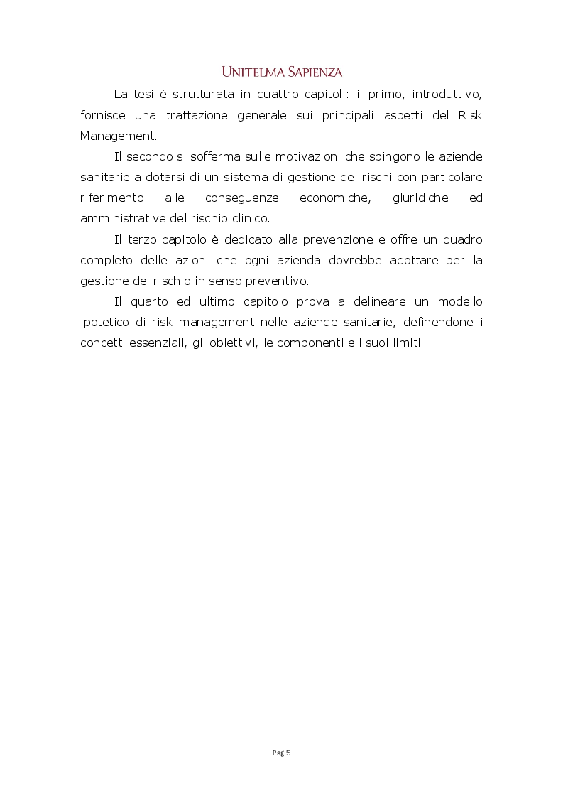 Anteprima della tesi: Implementazione di un sistema integrato di gestione del rischio clinico nelle aziende sanitarie, Pagina 3